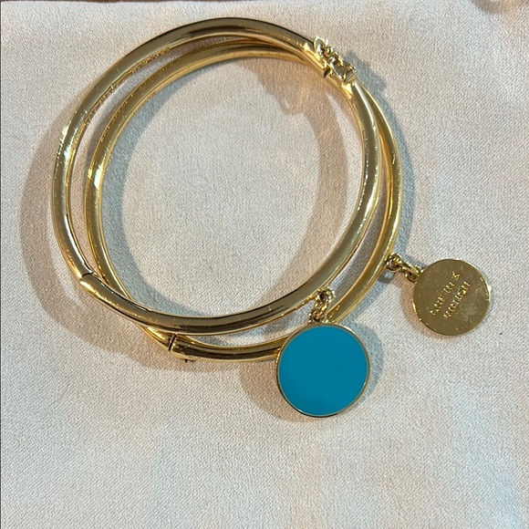 Kate Spade Gold and Blue Bangle Bracelet Set - Picture 1 of 5